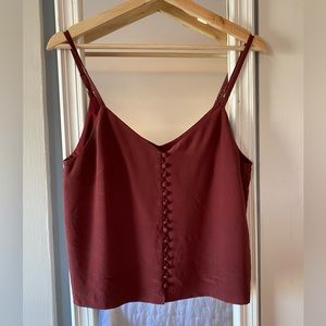 Madewell 100% silk tank in dark rust/maroon